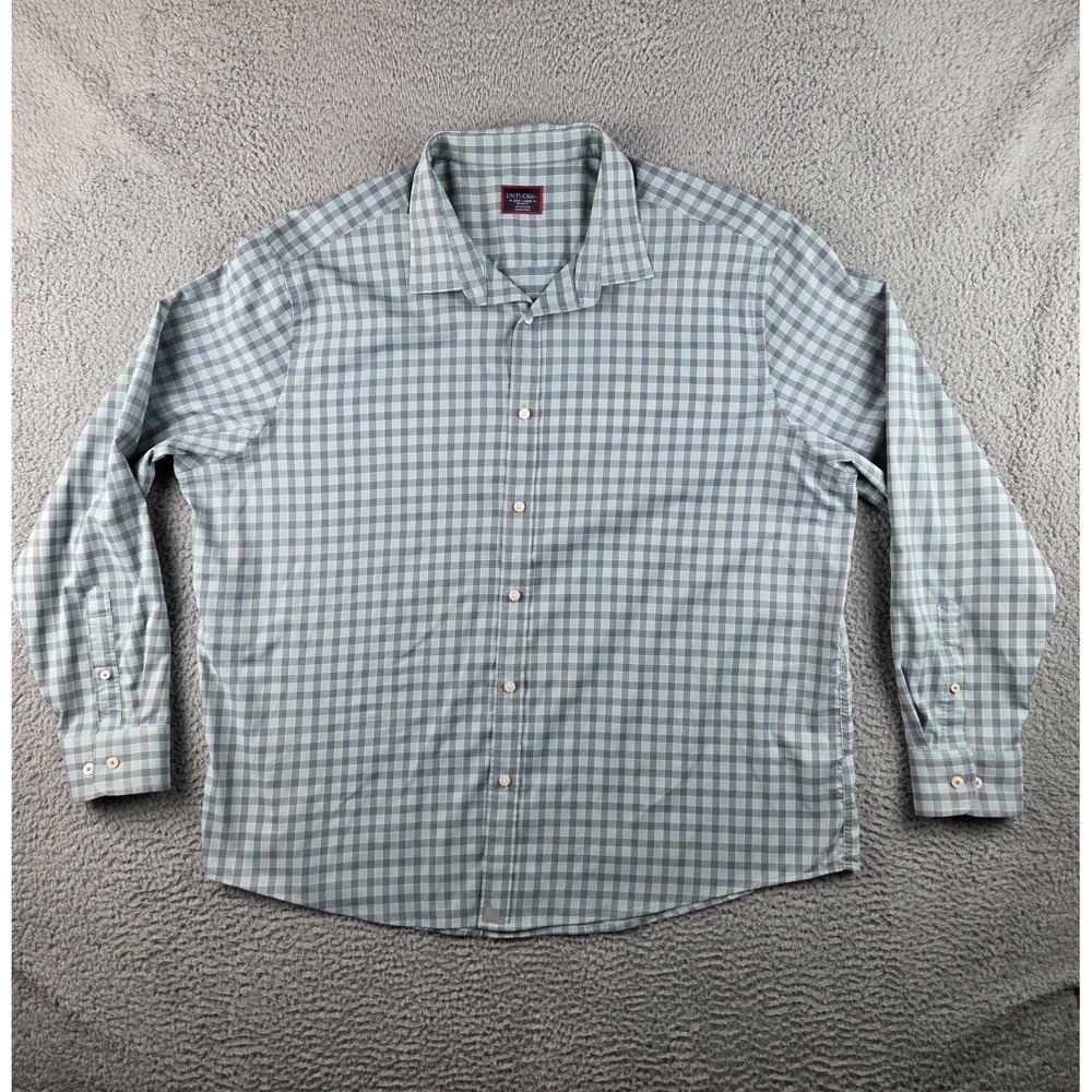 UNTUCKit Bergstrom Shirt Mens 3XL Green Check Relaxed Fit Stretch Casual Preppy